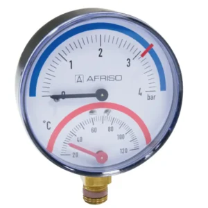 Термоманометр ТМ80, 1/2",  0-4 бар, 20-120 С°, аксиальный Комплектующие для системы отопления Магазин инженерной сантехники Олимп