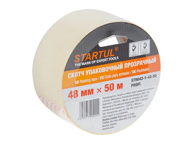 Скотч упаковочный прозрачный 48ммх50м STARTUL PROFI (ST9042-1-48-50), арт.ST9042-1-48-50 в магазине инженерной сантехники в гродно Скотч упаковочный прозрачный 48ммх50м STARTUL PROFI (ST9042-1-48-50), арт.ST9042-1-48-50